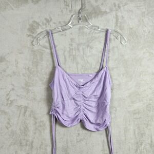 PAC Cares Tank Top‎ Womens Medium Purple Ruched Crop Cami Y2K Aesthetic